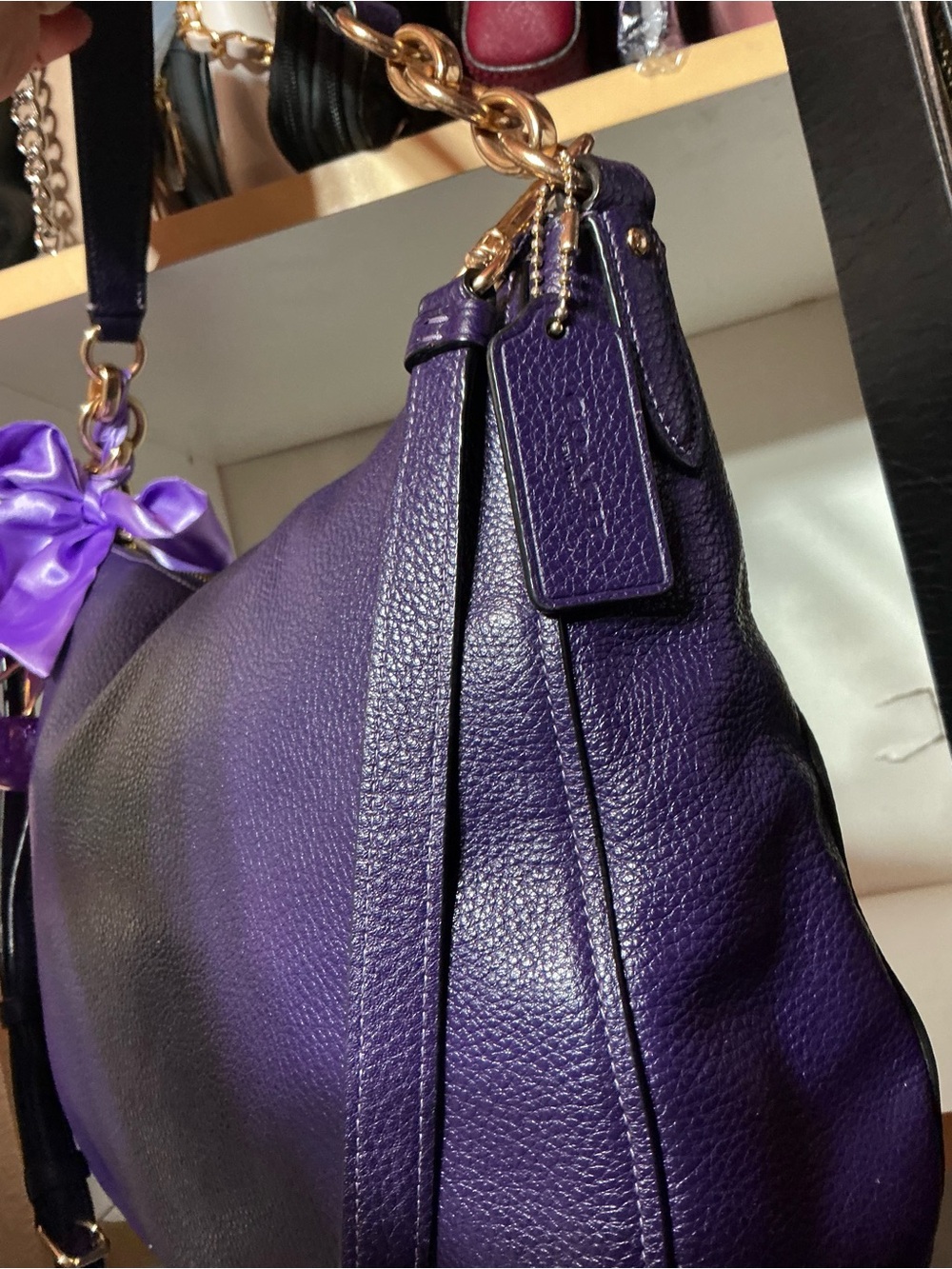 Coach Purple Pebbled Leather Hobo Bag - Picture 4 of 4